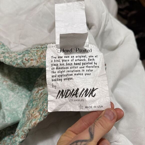 Hand Painted India Ink USA Made Artisan Bedspread Quilt Comforter Southwestern‎ - Picture 13 of 14